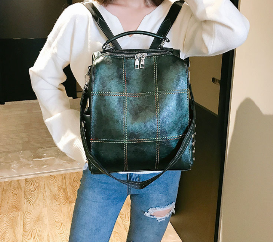 Retro soft leather backpack handbag