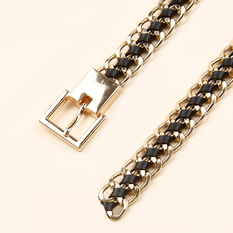 Korean version of fine style dress decoration belt female personality geometry sexy body chain adjustable needle buckle chain waist chain