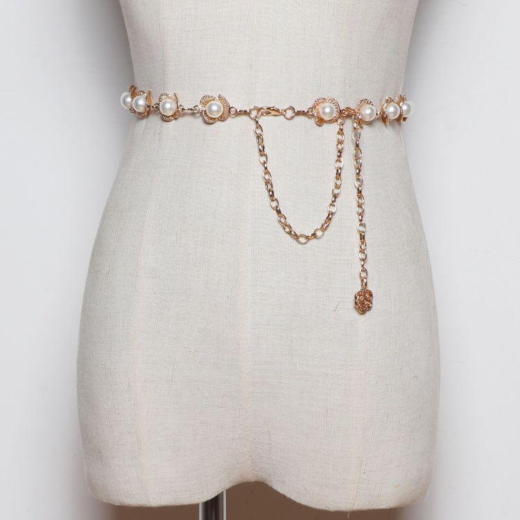 Pearl Waist Chain Ladies Fashion All-match Decorative Dress
