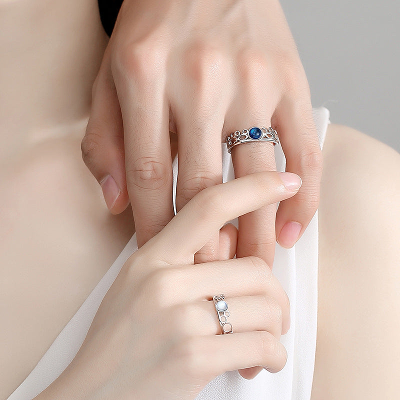 A Pair Of Fashionable Sterling Silver Couple Rings
