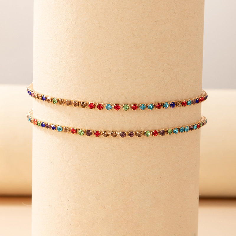 Simple Geometric Full Diamond Multi-layer Anklet