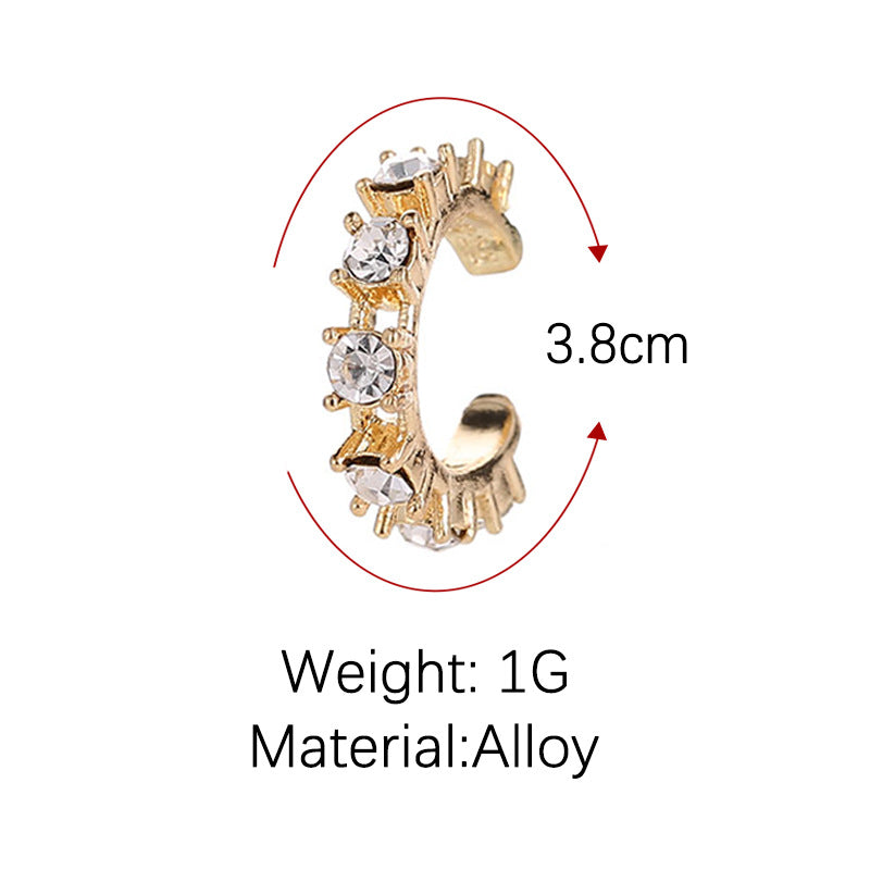 Diamond-studded Non-pierced Ear Clip Ear Buckle Earrings