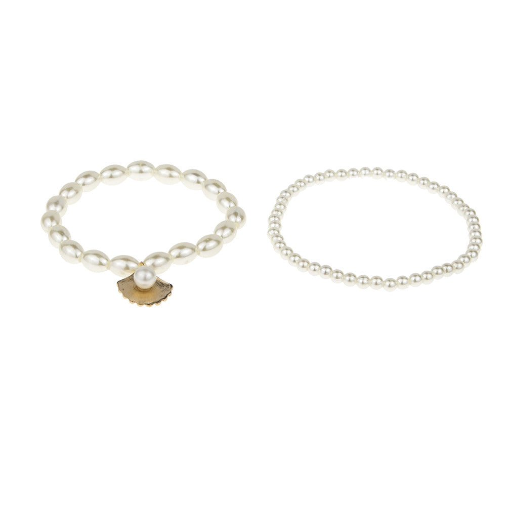 Pearl Anklet Women's Retro Double-Layer Beach Anklet Set