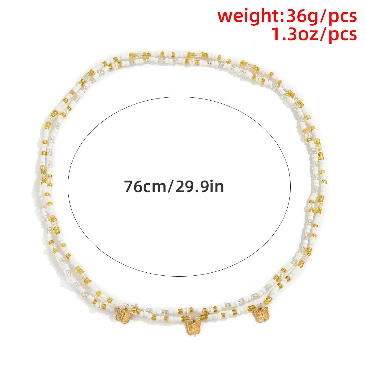 Beach Style Colored Rice Beads Small Butterfly Waist Chain