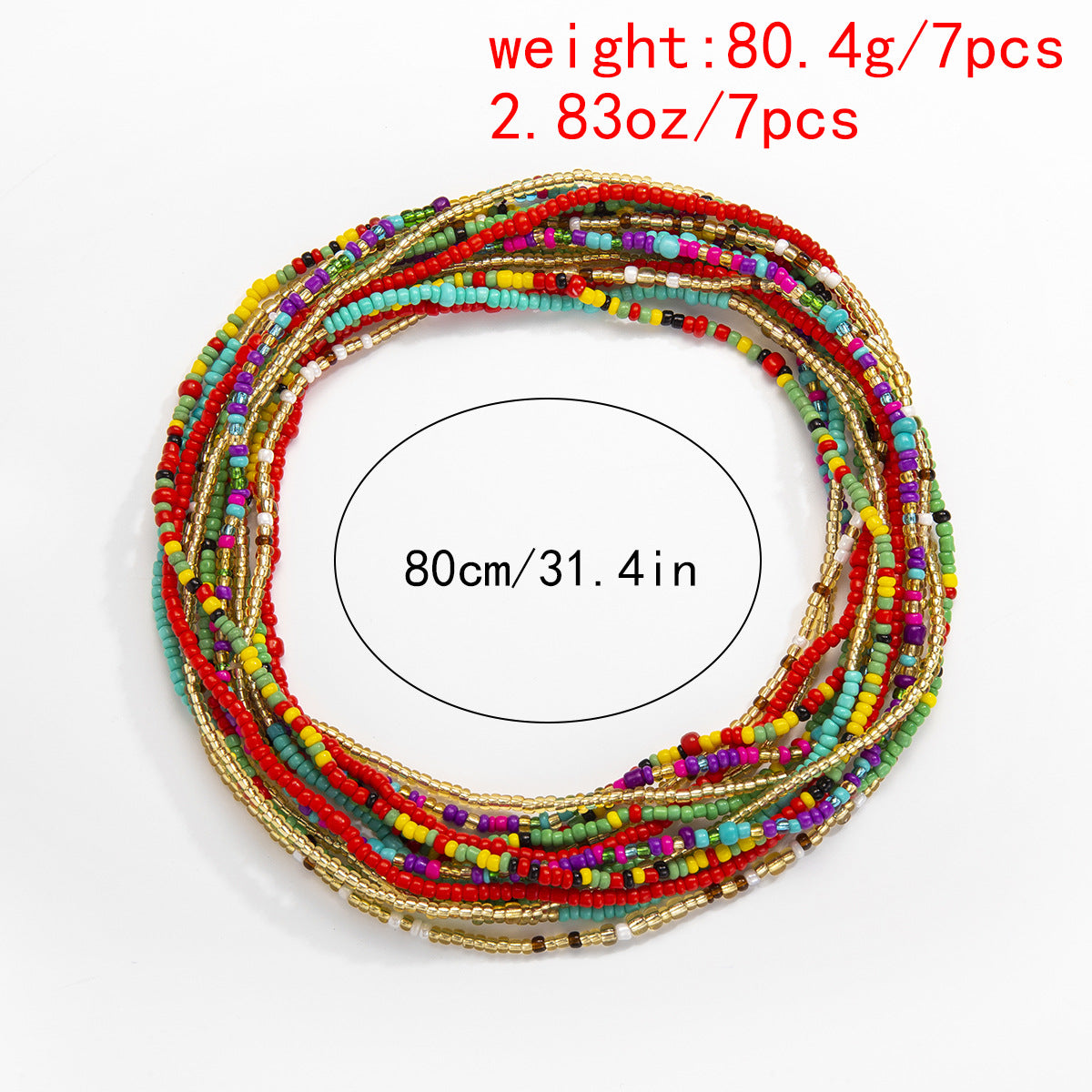 Hand Beaded Contrast Color Beaded Waist Chain Multilayer Mix And Match