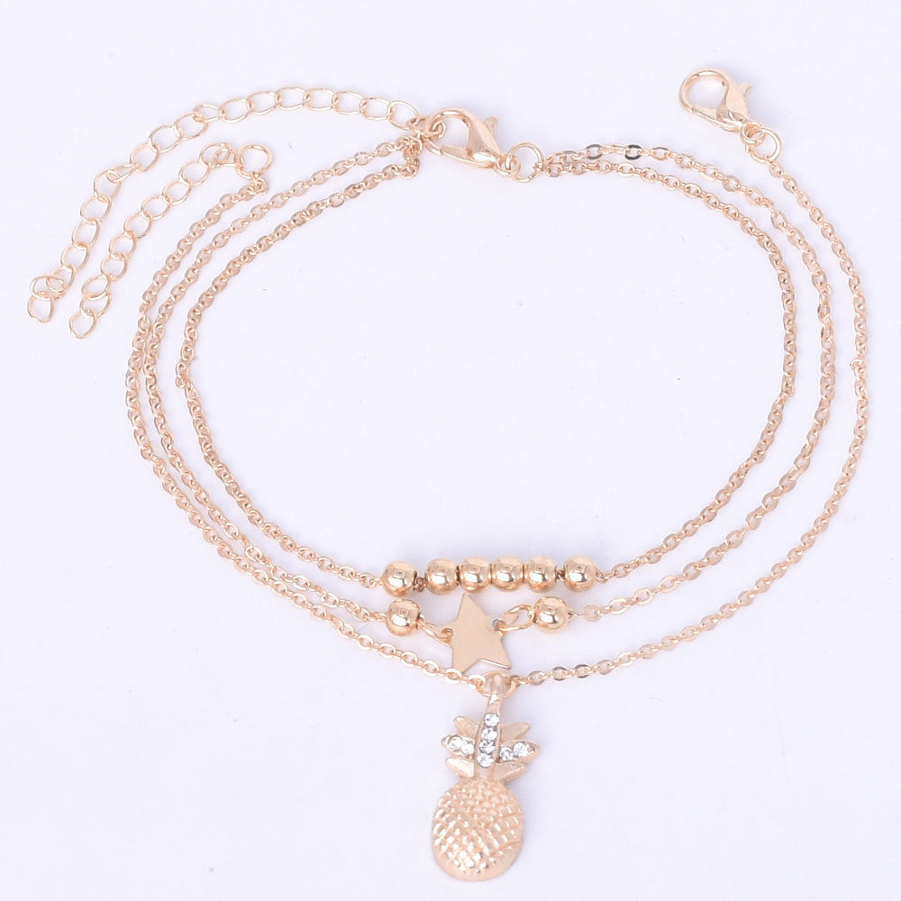 Fashion Ladies Multi-layer Medal Pendant Anklet