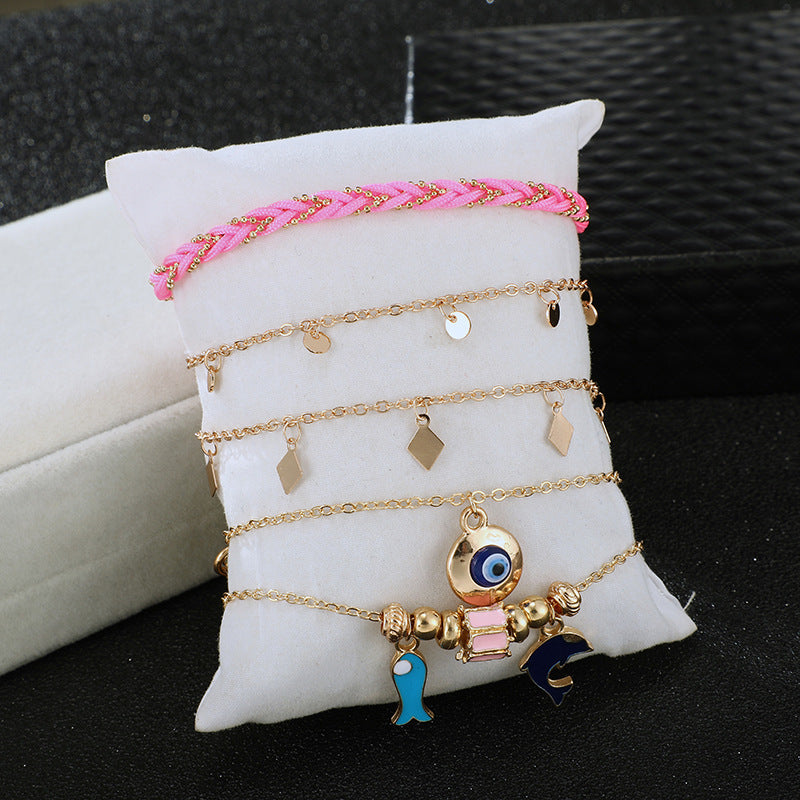 Round eye dolphin anklet set