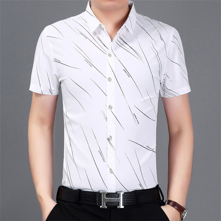 Color cotton short-sleeved shirt