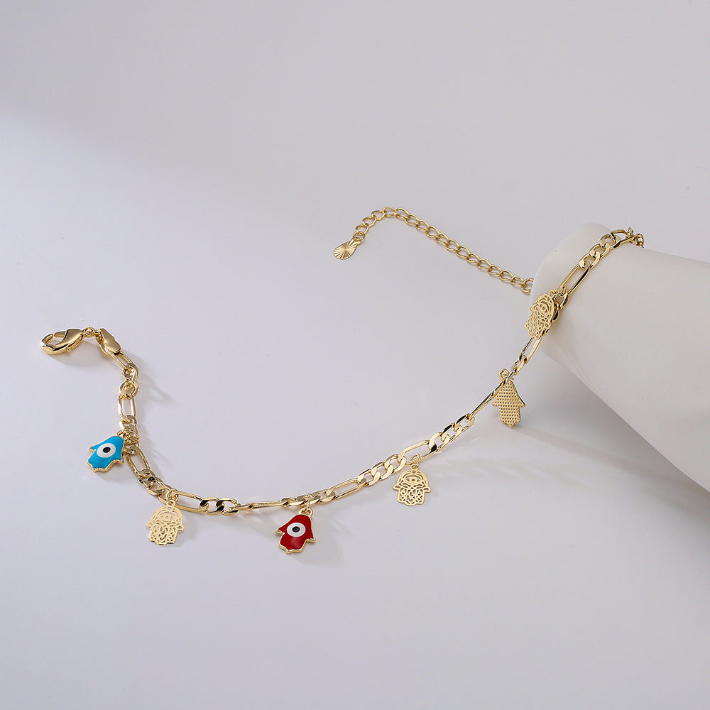 Tide Drip Oil Demon Eye Fatima Hand Anklet