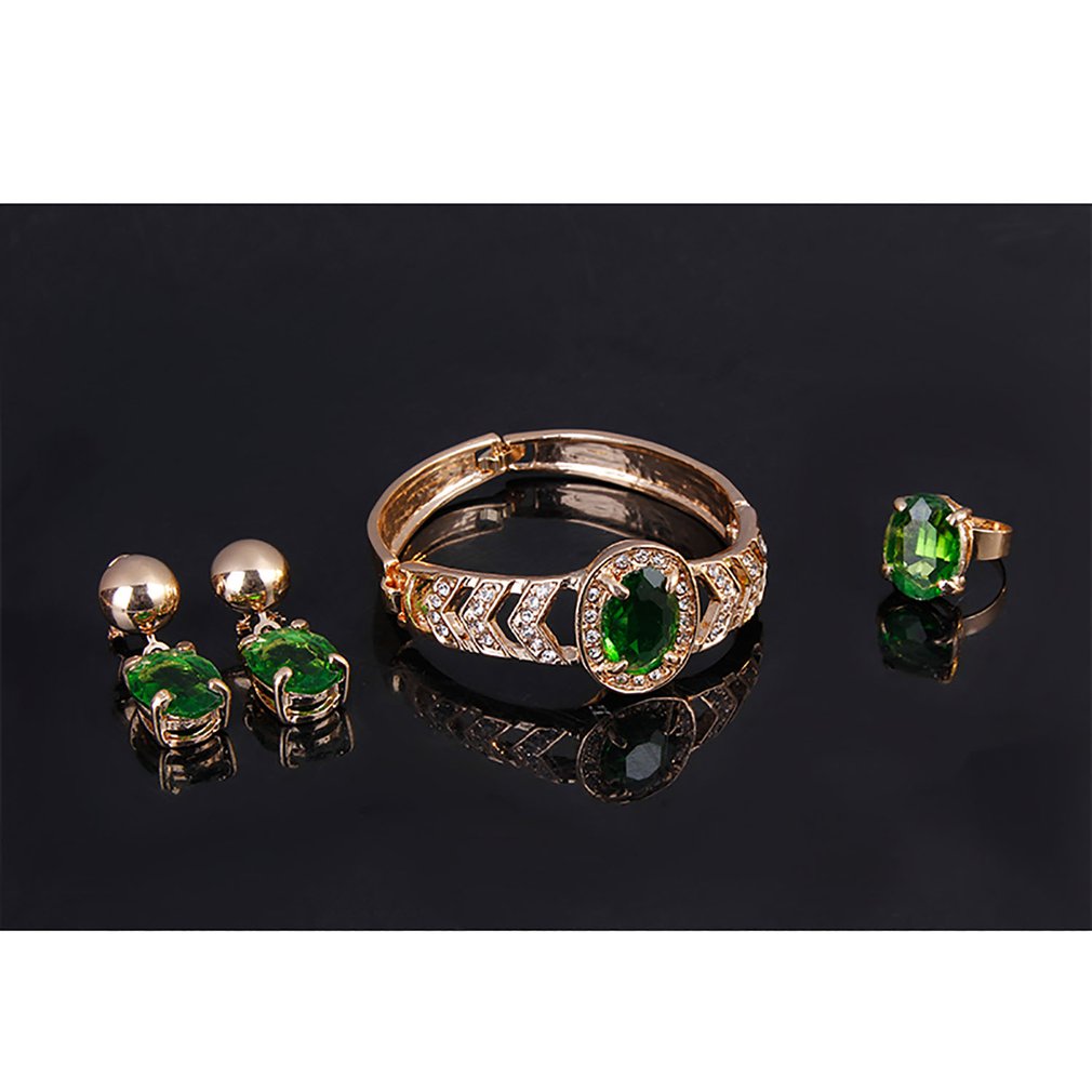 Wedding Accessories Four-piece Set, Necklace, Earrings, Bracelet, Ring Set