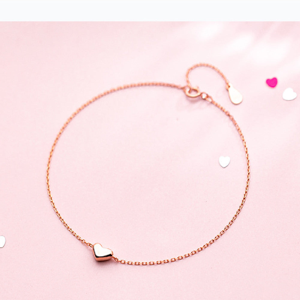 Silver Anklet Women's Heart-shaped Sweet Love Foot Jewelry
