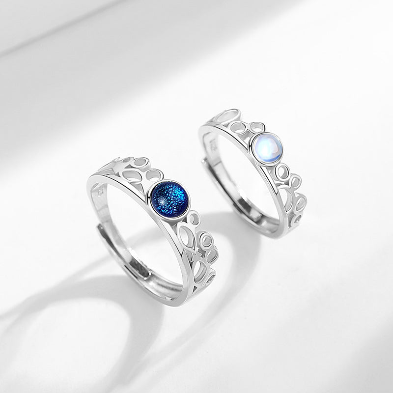 A Pair Of Fashionable Sterling Silver Couple Rings