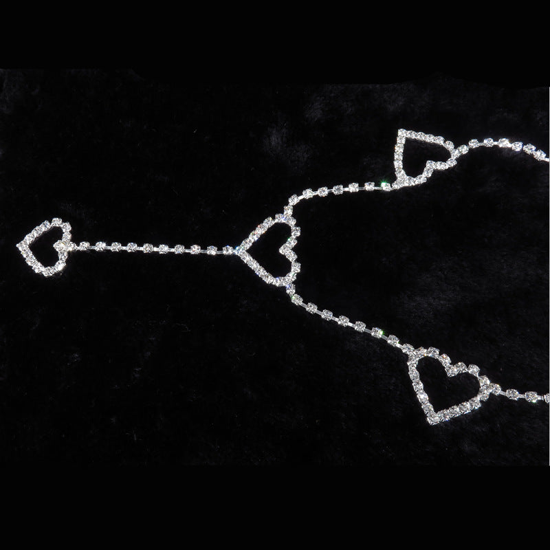 New 90s Vintage Drill Heart Waist Chain Cute Bling Bling Night Club Disco Belt