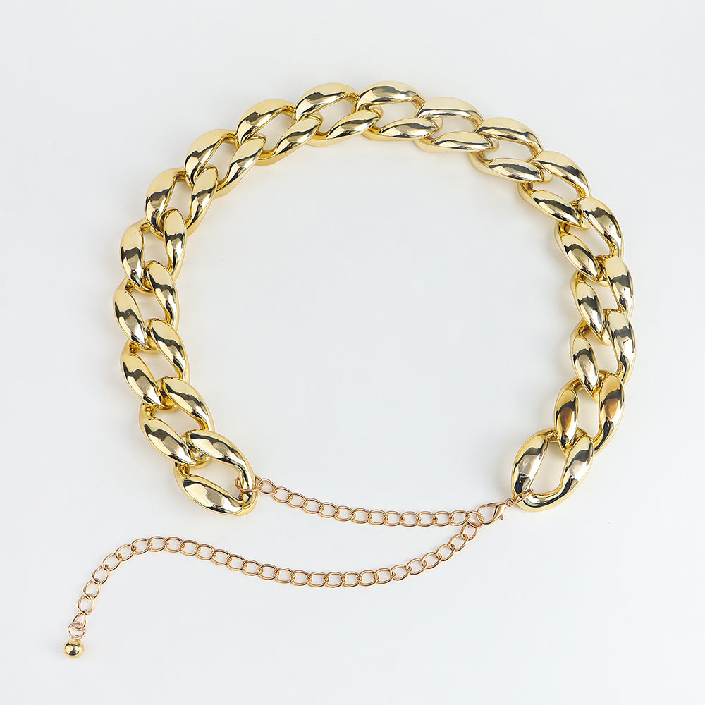 Gold Metal Cutout Women's Waist Chain Personalized Body Chain Single Sexy Cuban With Dress Accessories