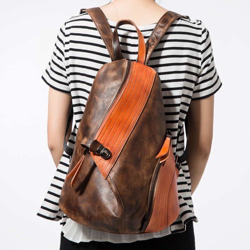 Cowhide women's backpack