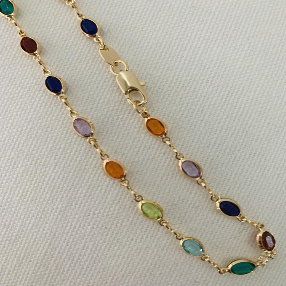 New Multicolor Micro Inlaid Rainbow Crystal Anklet