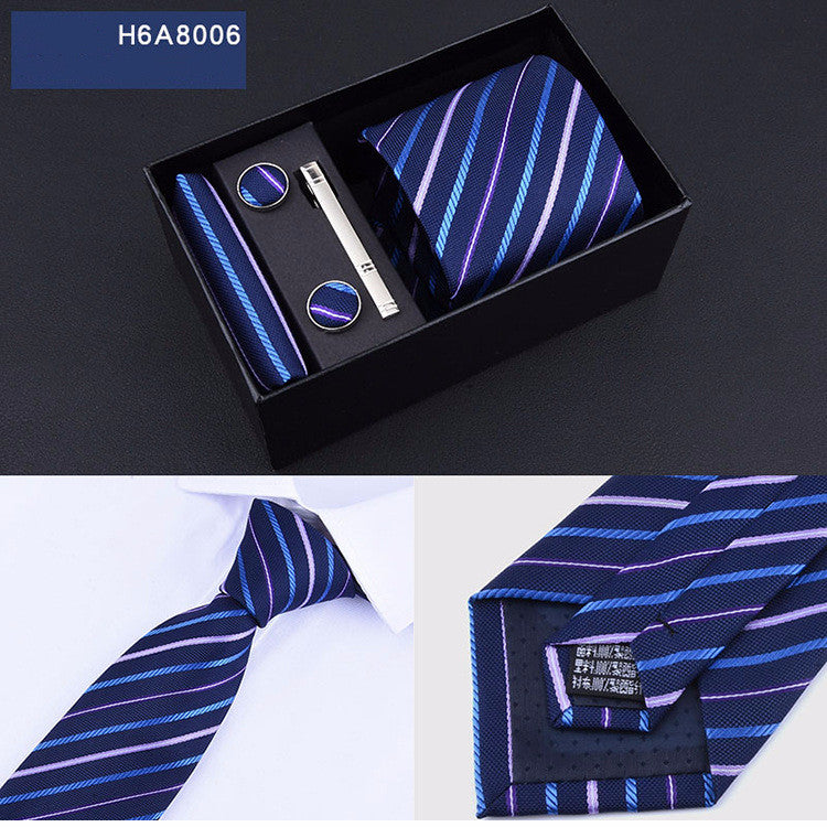 Business 8cm Striped Blue Black Tie