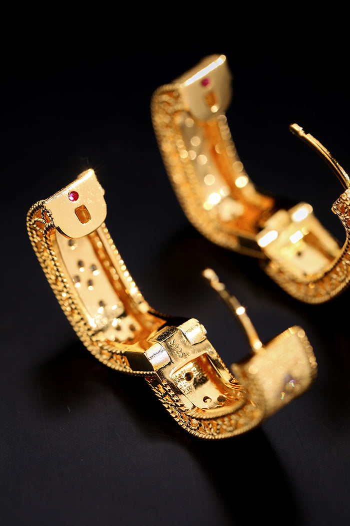 Vintage Court Wide Sparkling Gift Brushed Earrings