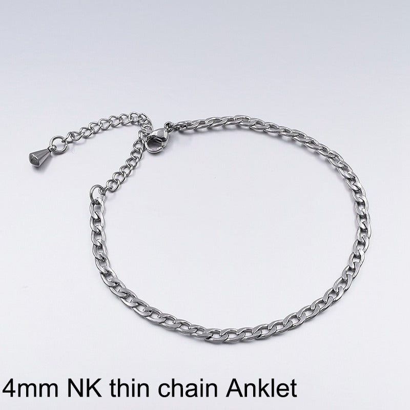 Niche Design Girlfriends Titanium Steel Anklet Female Student Korean Version Of The Simple Forest Spot Not Inlaid Female Ankle Ring Male Tide