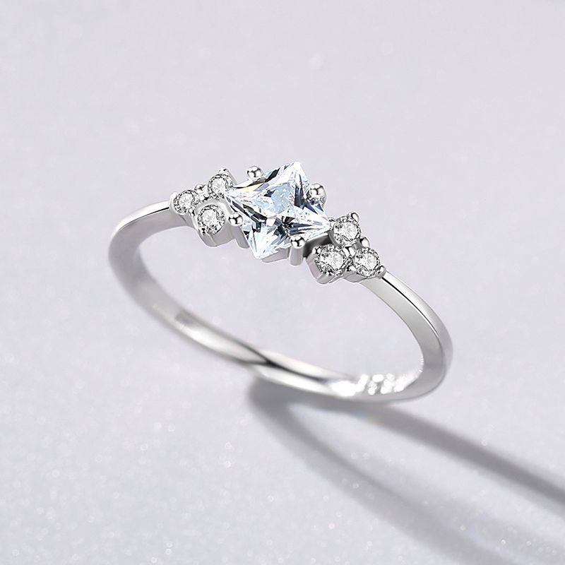 S925 Silver Ring Female Simple Light Luxury Zircon