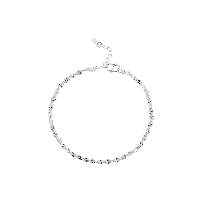 Ladies Silver Wave Water Pattern Bracelet Anklet