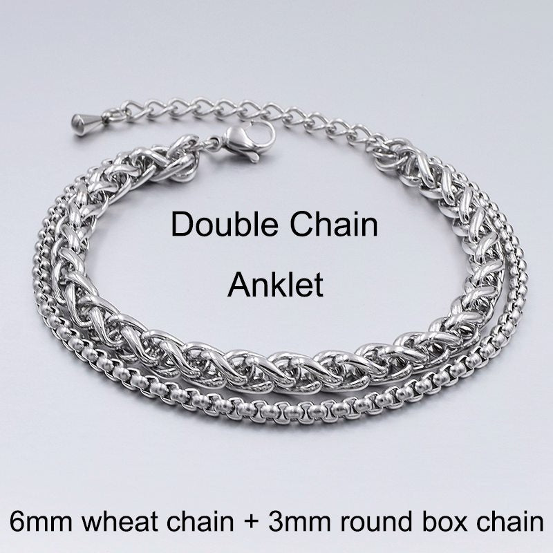 Niche Design Girlfriends Titanium Steel Anklet Female Student Korean Version Of The Simple Forest Spot Not Inlaid Female Ankle Ring Male Tide