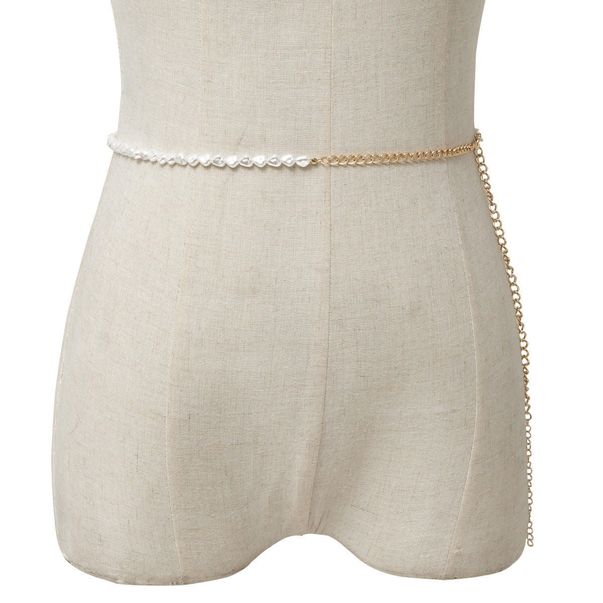 European And American Simple Shaped Pearl Single Layer Waist Chain