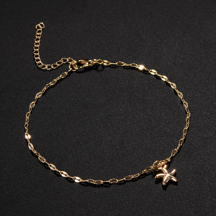 Alloy plating starfish anklet