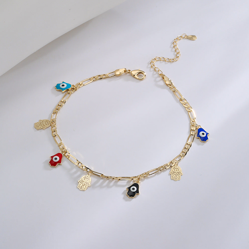 Tide Drip Oil Demon Eye Fatima Hand Anklet