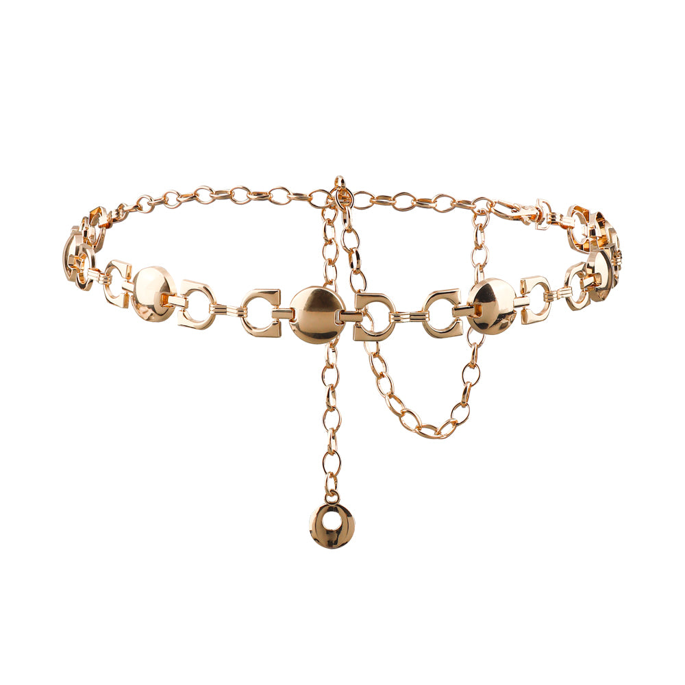 Creative Exaggeration Waist Chain Accessories Gold Silver Hip Hop Punk Metal Chain Ladies Geometric Personality Retro Body Chain