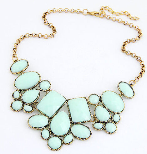 Metallic Luxury Fashion Bright Geometric Polygon Temperament Short Necklace