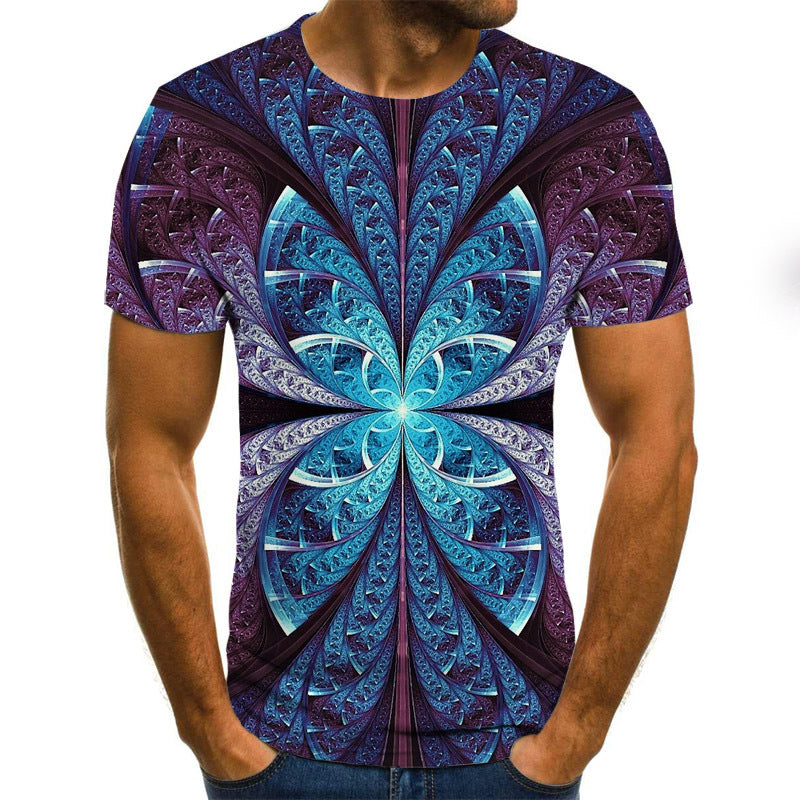 Color Three-dimensional Square Digital Short Sleeve