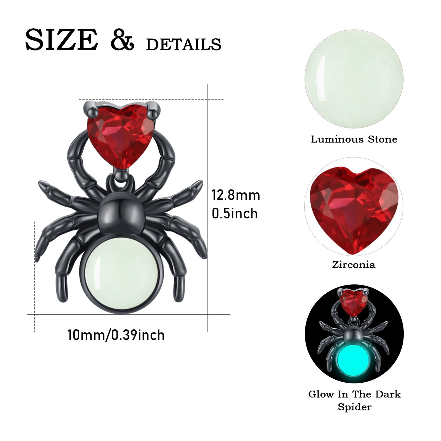 Spider Earrings 925 Sterling Silver Luminous Spider Stud Earrings for Women Glowing in the Dark Spider Jewelry Horror Animal Earrings