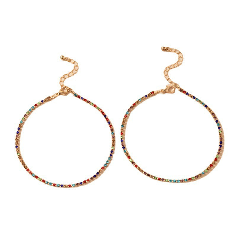 Simple Geometric Full Diamond Multi-layer Anklet