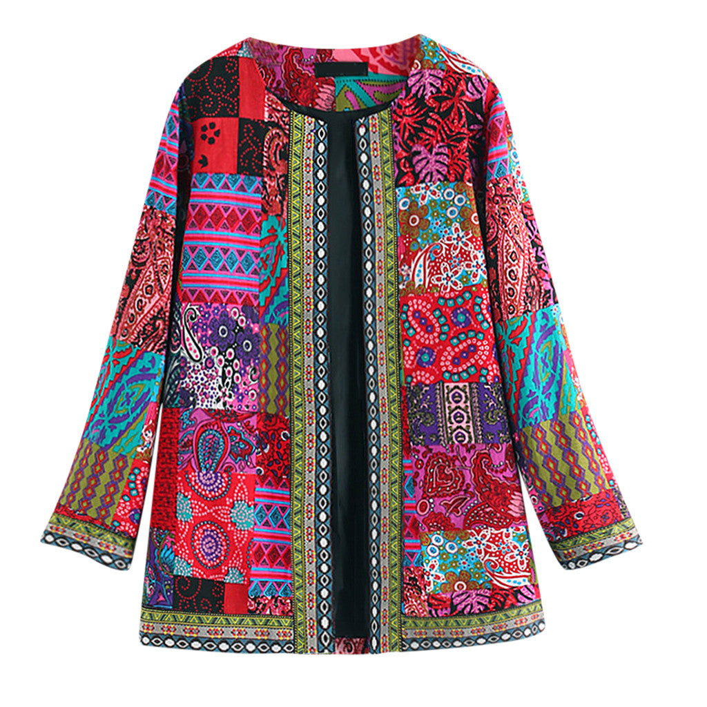 Printed loose long sleeve jacket