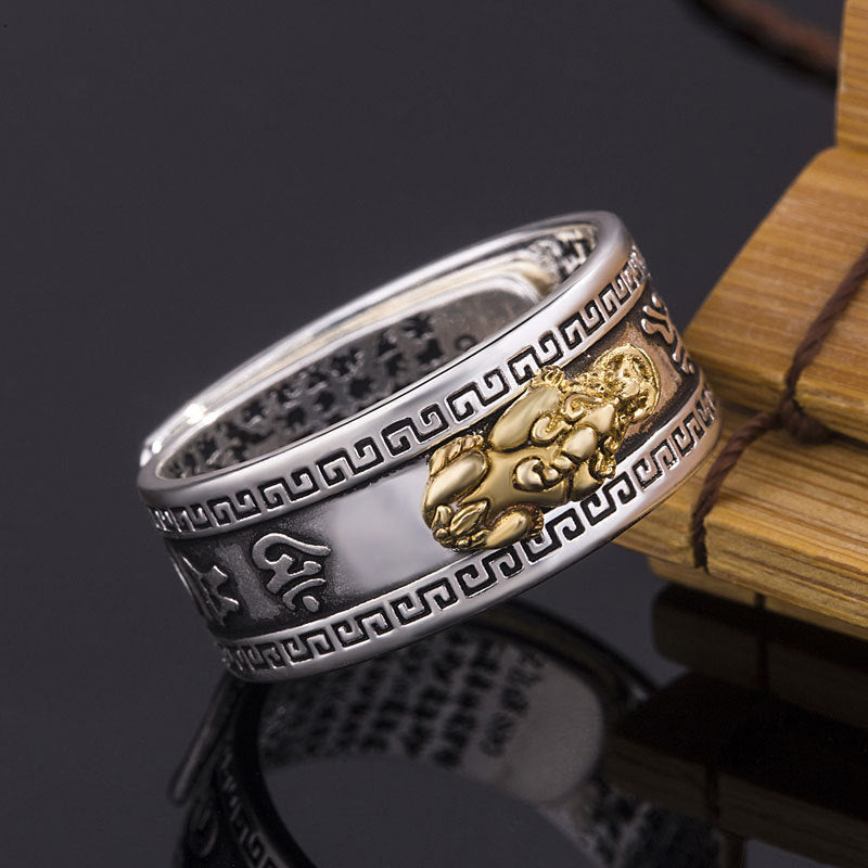 Vintage Thai Silver Ring Money Pixiu Mascot Ring