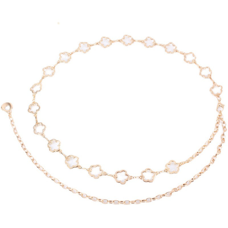 Metal Waist Chain Accessories Flower Thin Belt