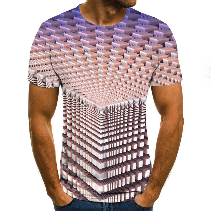 Color Three-dimensional Square Digital Short Sleeve