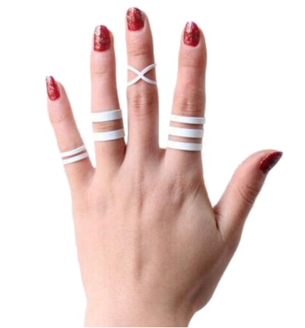 Stylish, simple, hollow, white cross four piece rings, articulation ring tail ring
