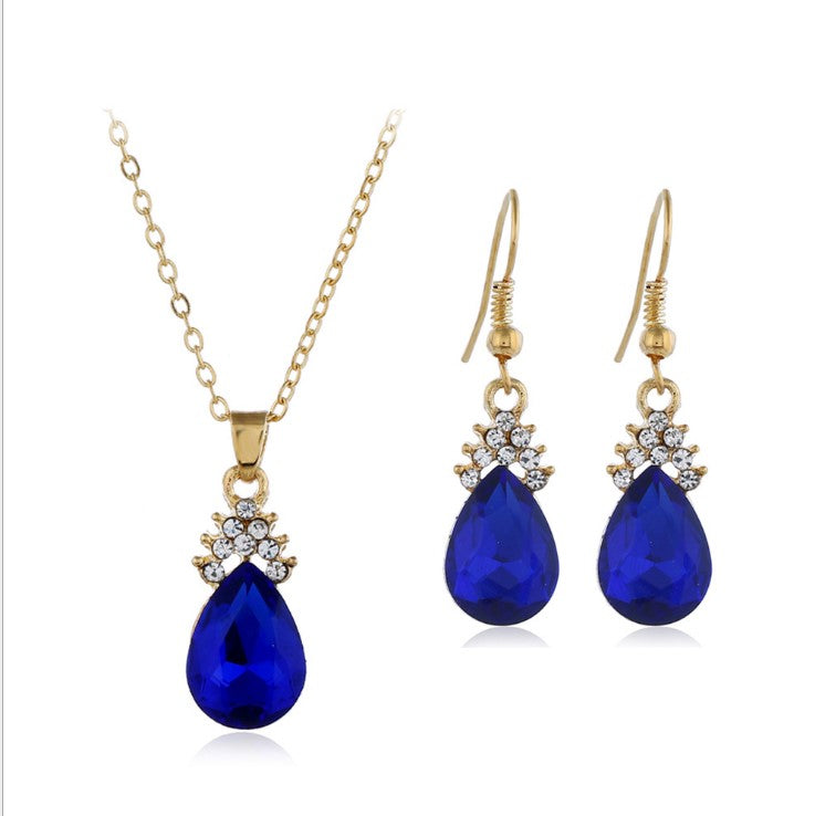 Womens Diamond Crystal Necklace Earrings Crystal Necklace Earrings Set