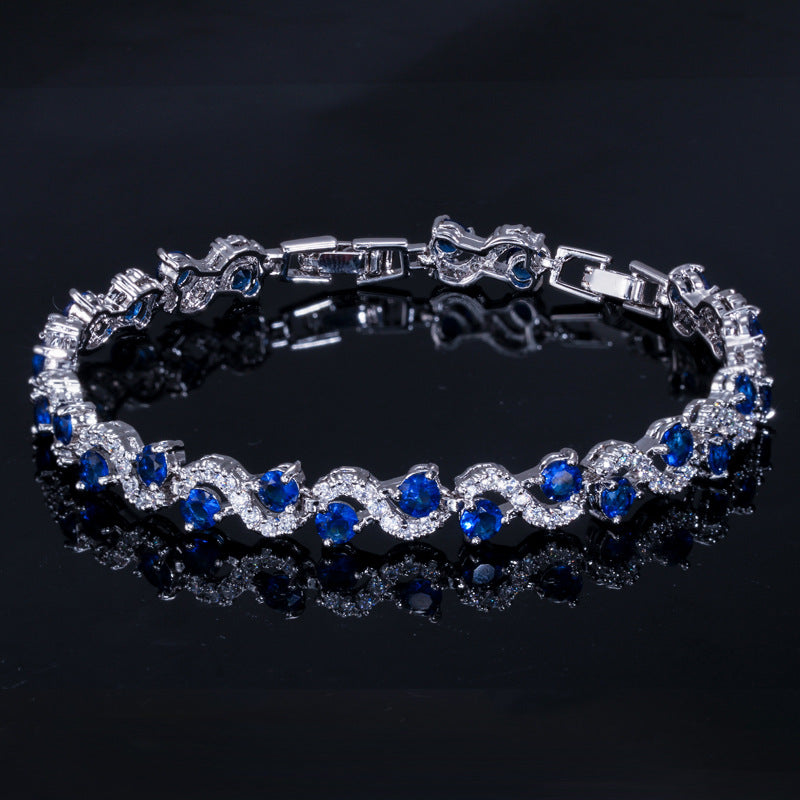 Exquisite diamond white gold plated bracelet