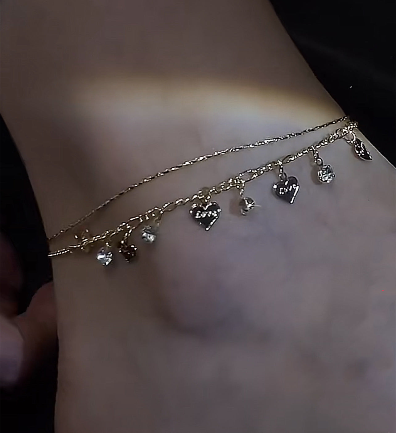 Love Double Layer Anklet Versatile Adjustable