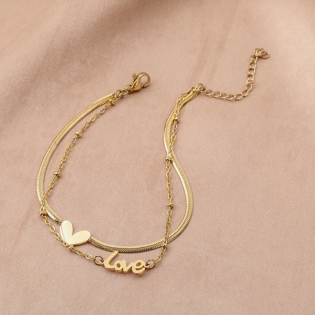 Lightweight Luxury Niche Heart-shaped Chain Titanium Steel Bracelet