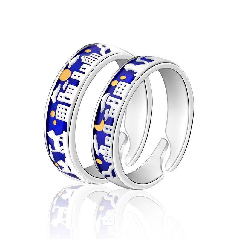 A Pair Of Niche Original Design Couple Rings