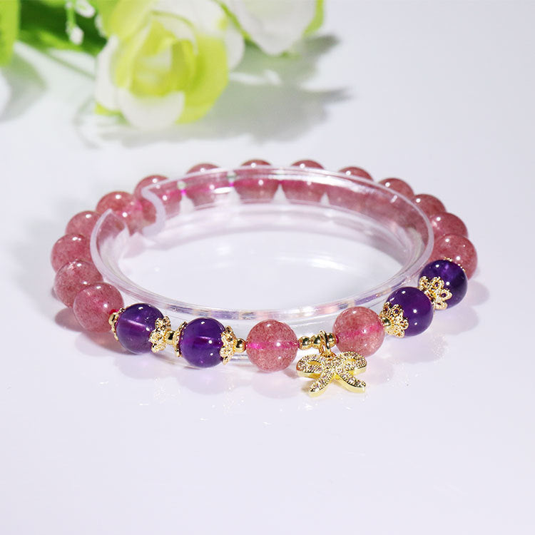 Strawberry Crystal With Amethyst DIY Crystal Bracelet Crystal Bracelet
