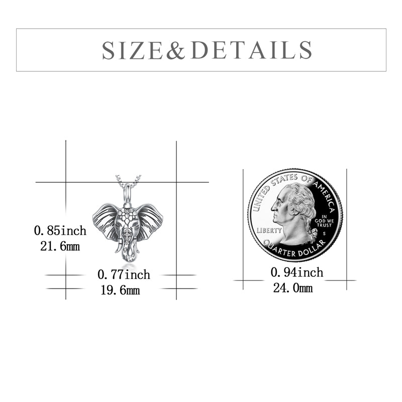Urn Necklaces for Ashes Sterling Silver Elephant Head Cremation Urn Necklaces Lucky African Animal Memorial Keepsake With Filling Tool