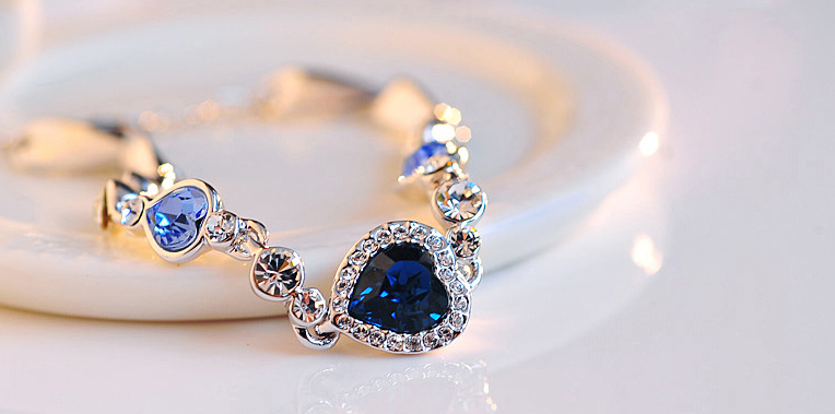 Heart Shaped Zircon Crystal Diamond Bracelet Ocean Heart Bracelet