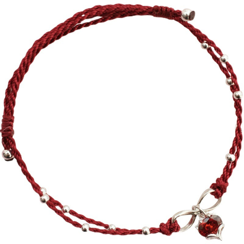 Fox Peach Blossom Anklet Female Red Rope Fairy