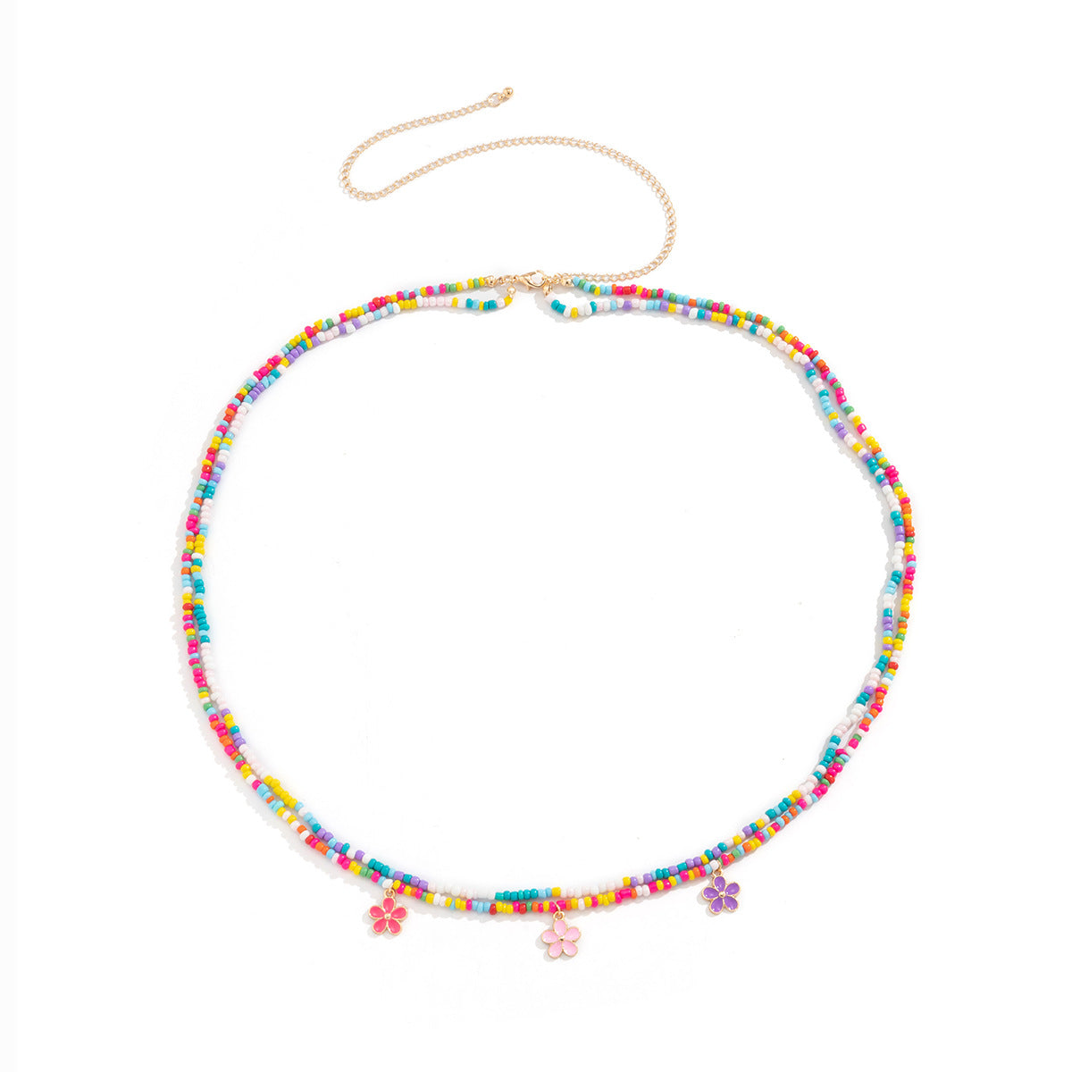 Simple Contrast Color Double Bead Woven Versatile Belt