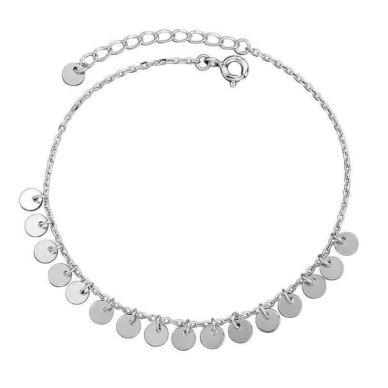 Geometric disc tassel female anklet